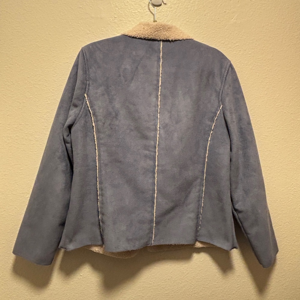 L.L. Bean Blue Suede Like Jacket with Sherpa Soft Lining - Picture 4 of 7